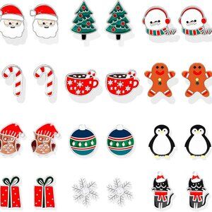 Christmas Earrings for Women Stocking Stuffers Tree Cake Snowflake Candy Cane Pe